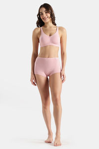 Jockey Wirefree Non Padded Super Combed Cotton Elastane Stretch Full Coverage Everyday Bra with Concealed Shaper Panel - Crush N Blush — thumbnail 4